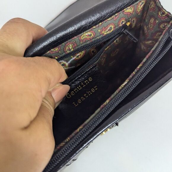 Vintage Black Leather Mini Bag Horse Logo Mirror & Card Slots - Picture 8 of 8